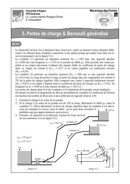 5. Pertes de charge & Bernoulli gÃ©nÃ©ralisÃ© - UniversitÃ© d'Angers