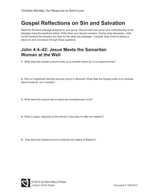 Gospel Reflections on Sin and Salvation - Saint Mary's Press