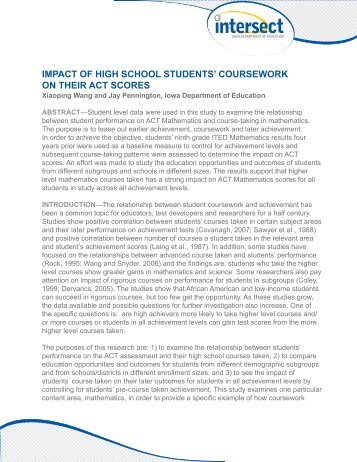 impact of high school students' coursework on their act scores - Iowa ...