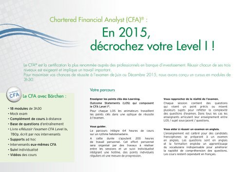 Notre brochure d'informations CFA Level 1 - barchen.fr