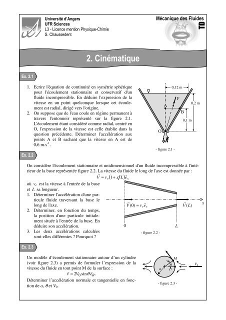2. CinÃ©matique - cours de mecanique des fluides - UniversitÃ© d'Angers