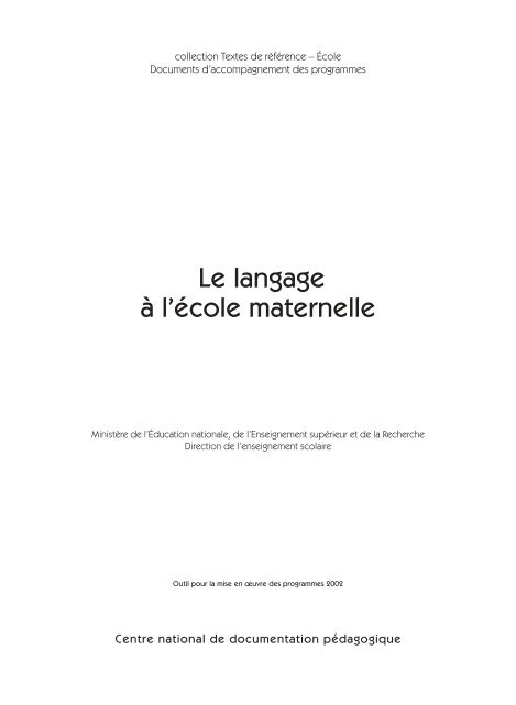 Le Langage A L A C Cole Maternelle Snuipp