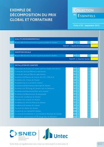 exemple de décomposition du prix global et forfaitaire - UNTEC