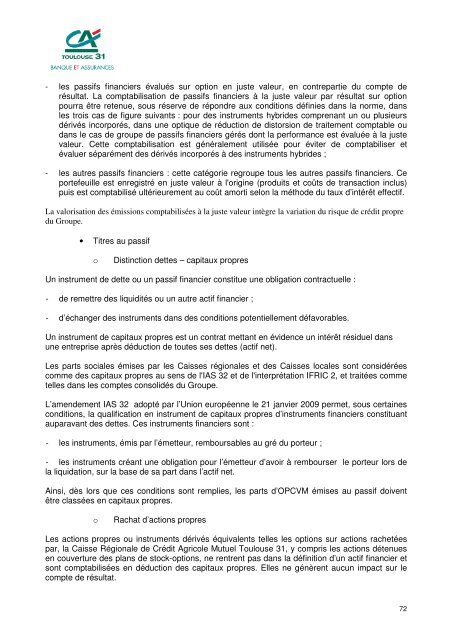 RAPPORT FINANCIER ANNUEL - Crédit Agricole Toulouse 31