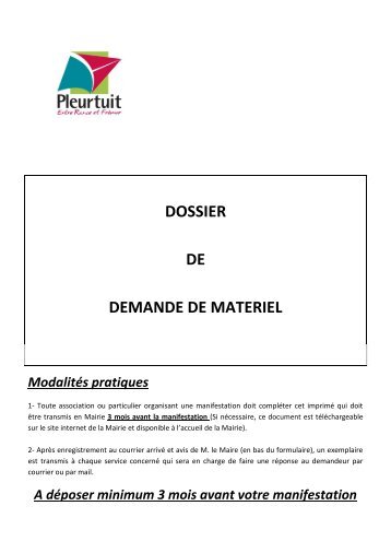 DOSSIER DE DEMANDE DE MATERIEL ModalitÃ©s ... - Pleurtuit