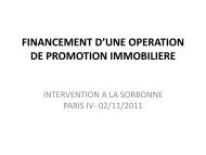 FINANCEMENT D'UNE OPERATION DE PROMOTION IMMOBILIERE