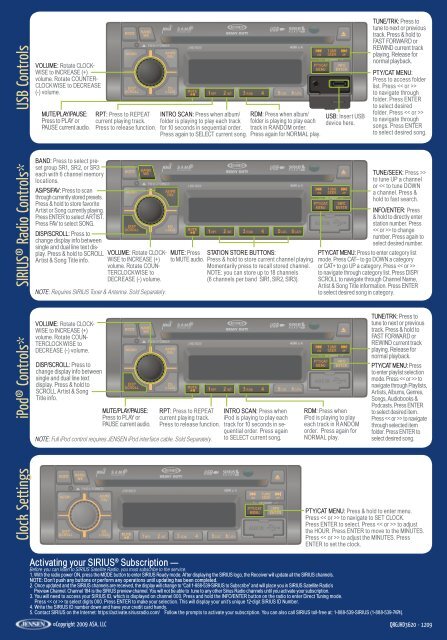 JHD3620 Quick Reference Guide - Jensen Heavy Duty