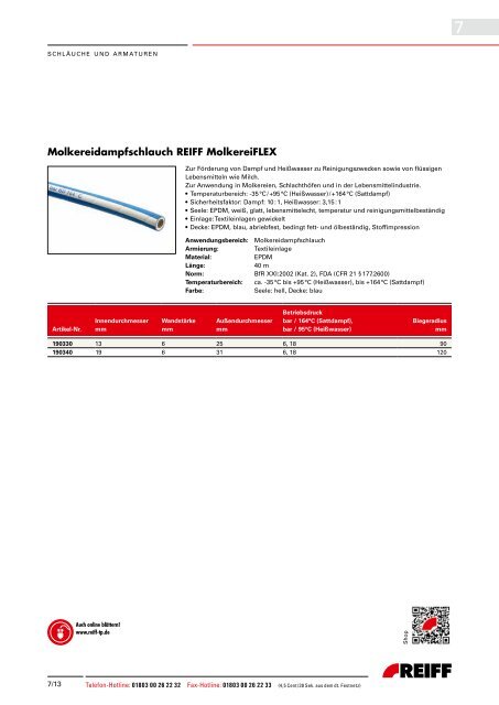 lebensmittelscHläucHe - REIFF Technische Produkte