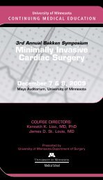 Minimally Invasive Cardiac Surgery - University of Minnesota