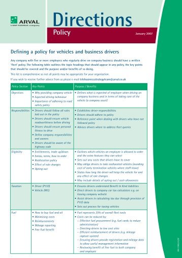 Directions Policy - Arval