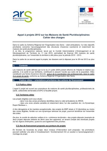 Appel Ã  projets 2012 sur les Maisons de SantÃ© Pluridisciplinaires ...