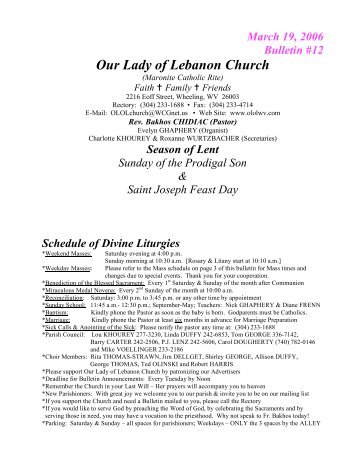 Sunday of the Prodigal Son - Our Lady of Lebanon