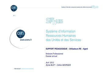 SystÃ¨me d'Information Ressources Humaines des UnitÃ©s et ... - CNRS