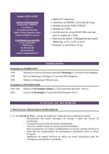 CV analytique 2008 ZOUAGHI - Ecole supÃ©rieure des affaires