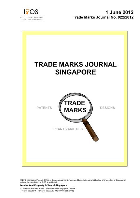 Trade Marks Journal Singapore Trade Marks Intellect Worldwide