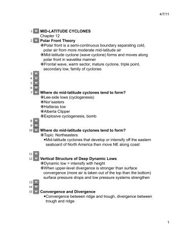 MID-LATITUDE CYCLONES Chapter 12 Polar Front Theory ï Polar ...