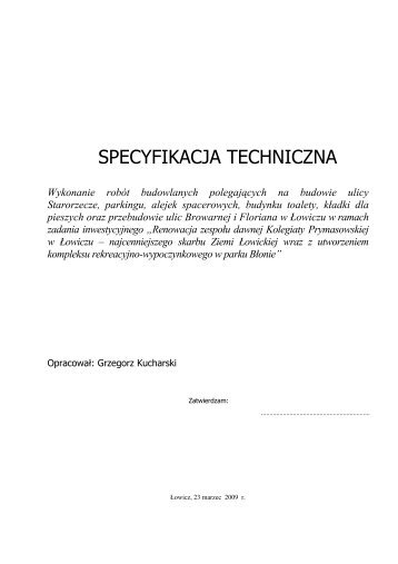 Specyfikacja techniczna - droga i ciągi piesze w parku - Łowicz