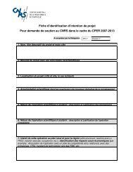 Fiche d'identification d'intention de projet Pour demande de ... - CNRS