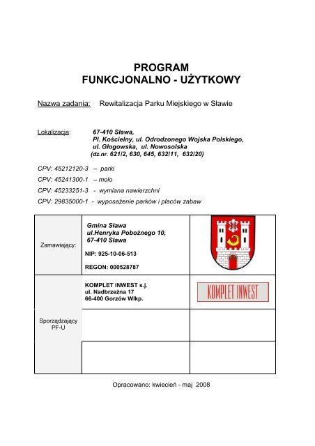 PROGRAM FUNKCJONALNO - UśYTKOWY - Sława