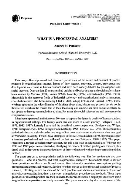 Processually What is a Processual Analysis? - Process Research Methods