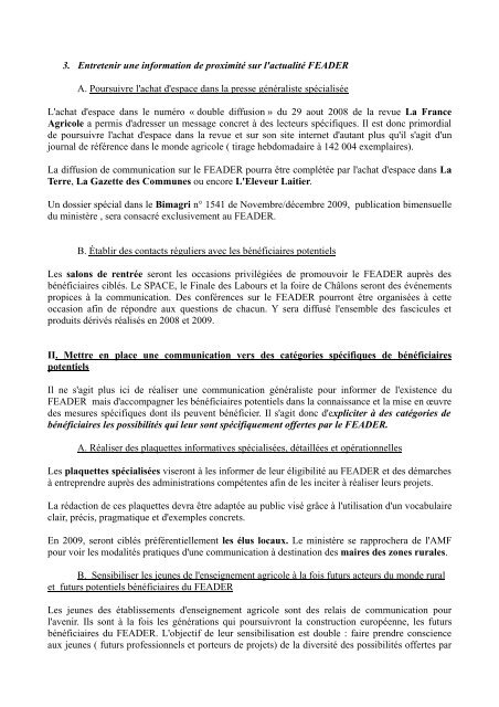 circulaire DGPAAT/SDDRC/C2009-3055 du - MinistÃ¨re de l'Agriculture