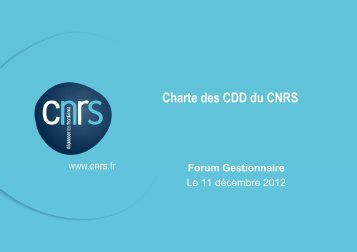 Charte des CDD du CNRS