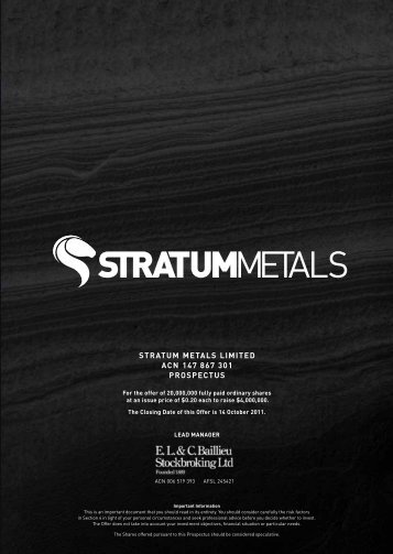 to Prospectus - Stratum Metals Limited
