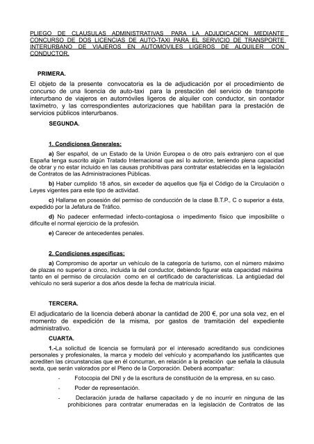 El objeto de la presente convocatoria es la de adjudicación por el ...