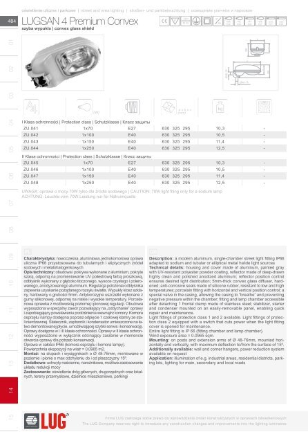 oświetlenie uliczne i parkowe Street and area lighting - LUG