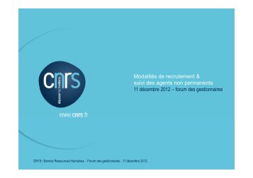 Recrutement & suivi des CDD - CNRS