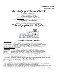 October 15, 2006 Bulletin # 42 - Our Lady of Lebanon