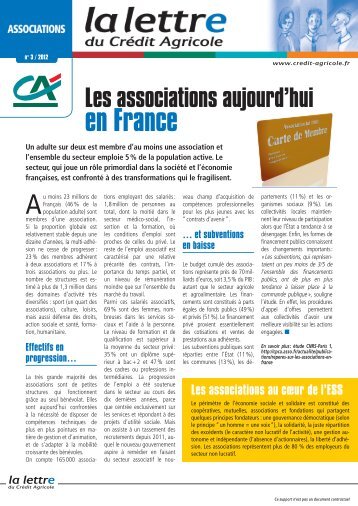 Les associations aujourd'hui en France - Crédit Agricole Anjou Maine