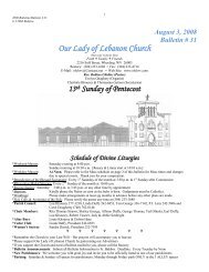 August 3, 2008 Bulletin # 31 Our Lady of Lebanon Church