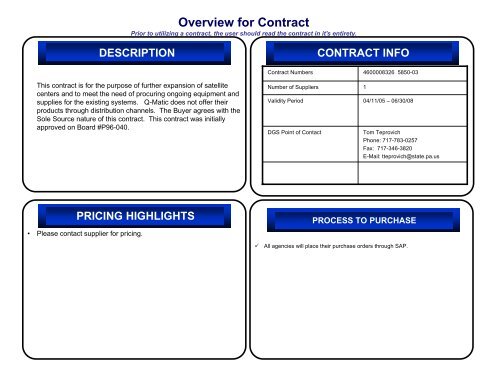 Dgs Contract Classification Quick Guide Overview for Contract - Department of General Services