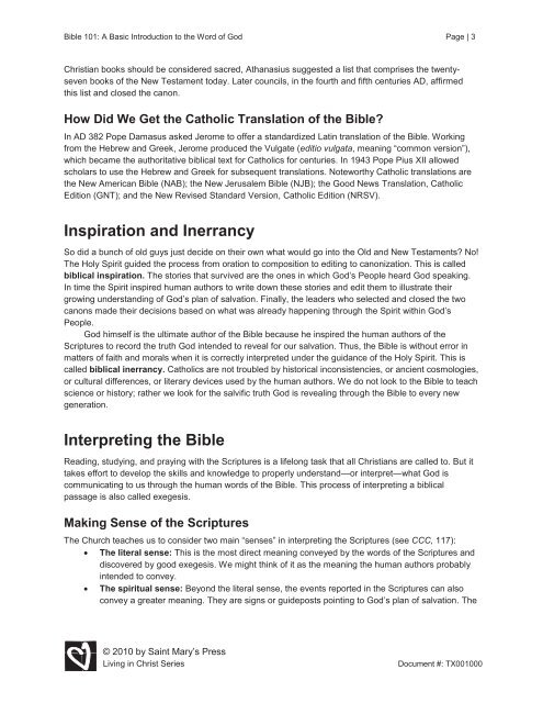 Bible 101: A Basic Introduction to the Word of God - Saint Mary's Press