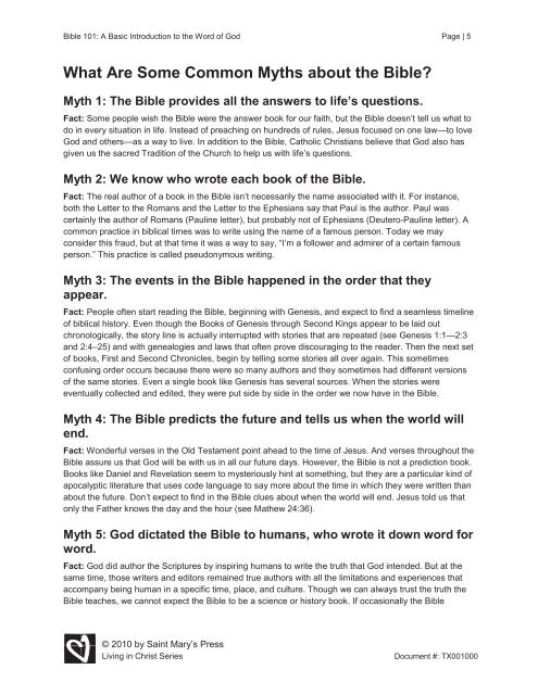 Bible 101: A Basic Introduction to the Word of God - Saint Mary's Press