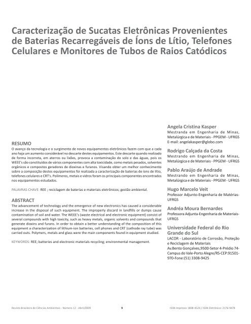 EDIÇÃO 12 - Abril/09 - RBCIAMB