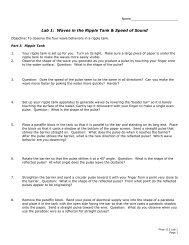 Lab 1: Waves in the Ripple Tank & Speed of Sound