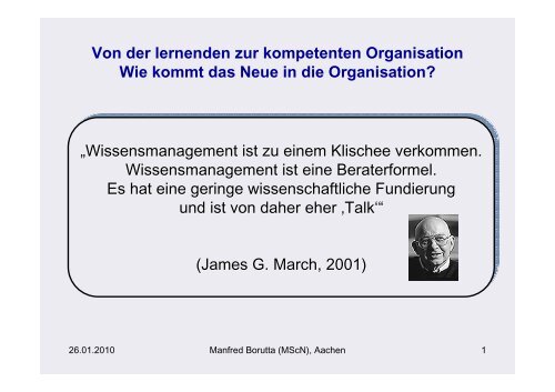 Von der lernenden zur kompetenten Organisation ... - Manfred Borutta