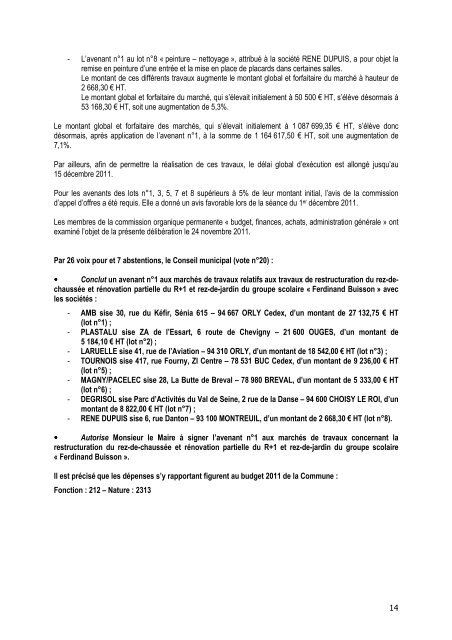 Compte rendu du Conseil municipal du 5 ... - Ville de Chaville