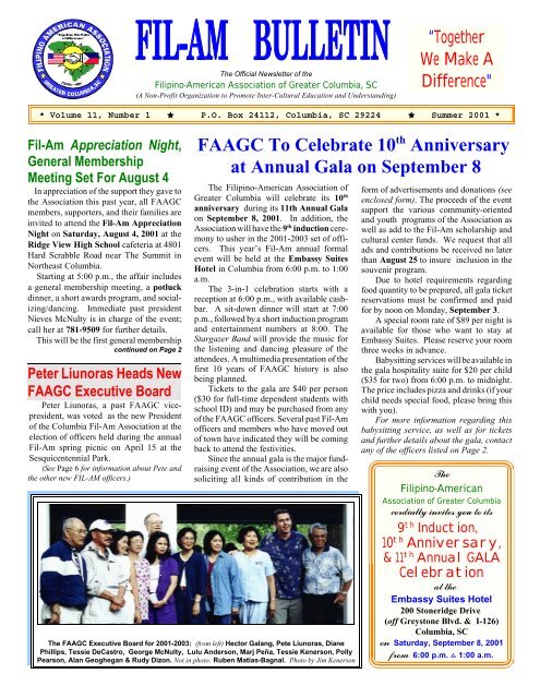 FAAGC To Celebrate 10th Anniversary at Annual Gala - FILIPINO ...