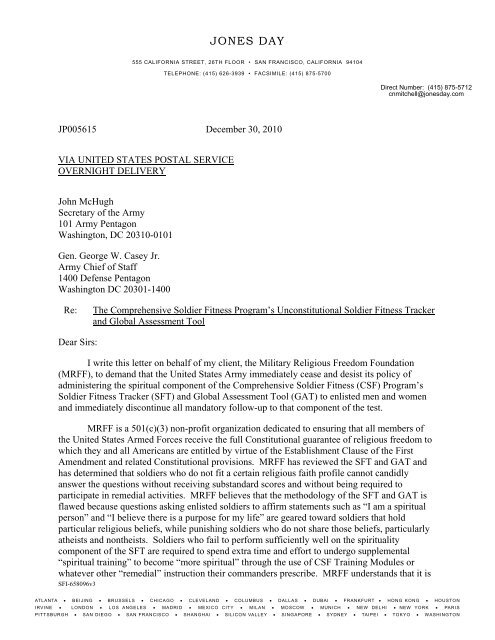 a PDF version of the cease and desist letter - Military Religious ...
