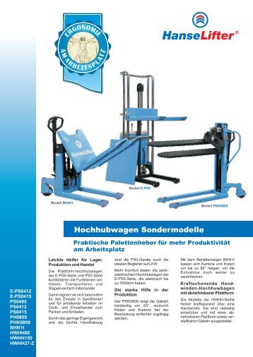 Hochhubwagen Sondermodelle - HanseLifter