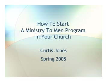 How To Start A Ministry To Men Program In Your Church