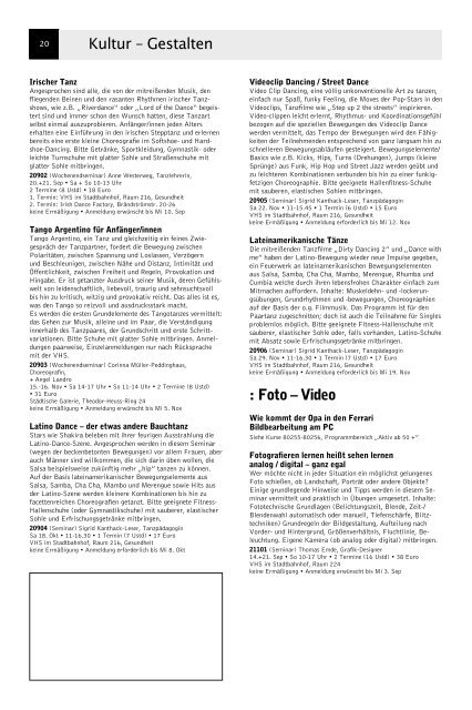 VolkshochschuleIserlohn : Programm August bis Dezember 2008