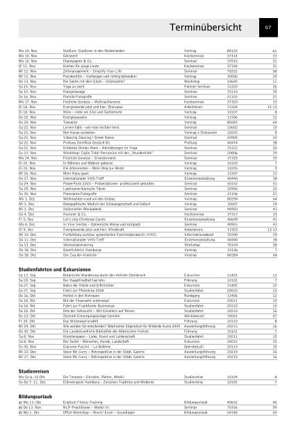 VolkshochschuleIserlohn : Programm August bis Dezember 2008