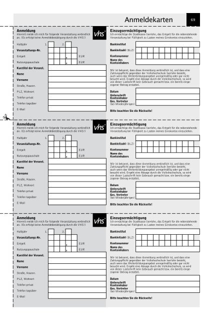 VolkshochschuleIserlohn : Programm August bis Dezember 2008