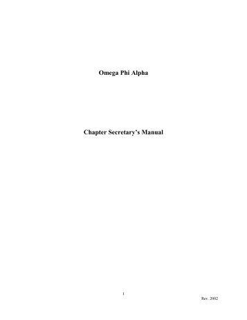 Omega Phi Alpha Chapter Secretary's Manual