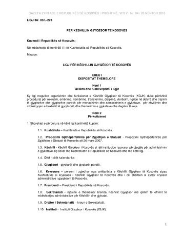 Ligji nr. 03/l-223 pÃ«r kÃ«shillin gjyqÃ«sor tÃ« kosovÃ«s - Ministria e ...