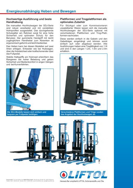 Manuelle Hochhubwagen Reihe SDJ - HanseLifter